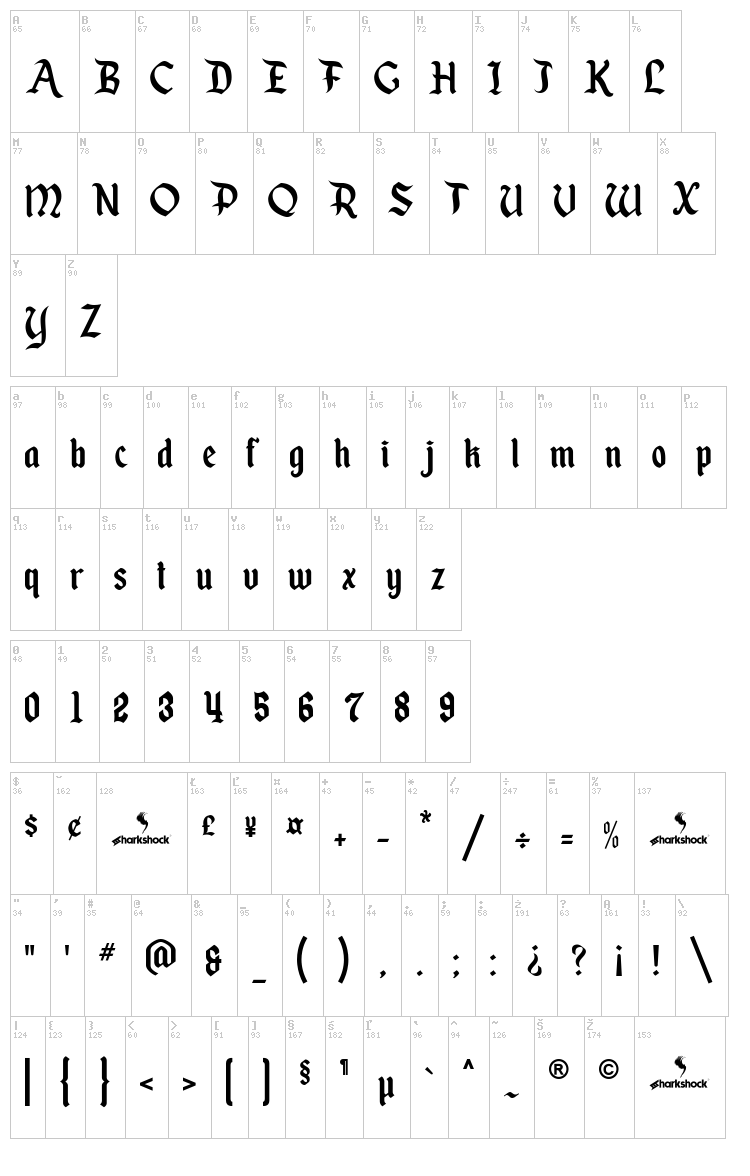 Enchanted Land font map